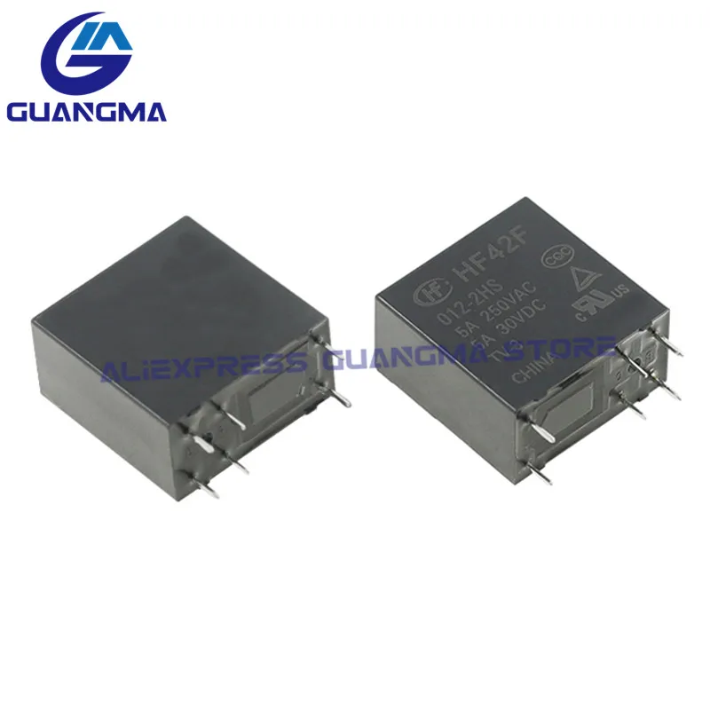 Imagem -03 - Relé Originais Hf42f0052hs Hf42f-012-2hs Hf42f-024-2hs 5a 250vac 6pin Dc5v 12v Hf42f 24v Relé de Potência 50 Pcs 100 Novo