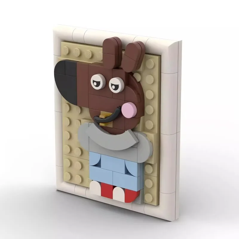 82 pièces ensemble de construction de chien marron froid-Kit de modèle animal créatif MOC pour adolescents et adultes, cadeau de décoration de bureau bricolage relaxant avec guide