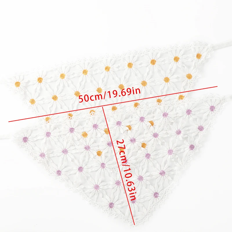 Knitted Triangle Scarf Headbands Women Hollow Little Daisy Flower Hair Band Turban Bandana Fashion Hair Accessories