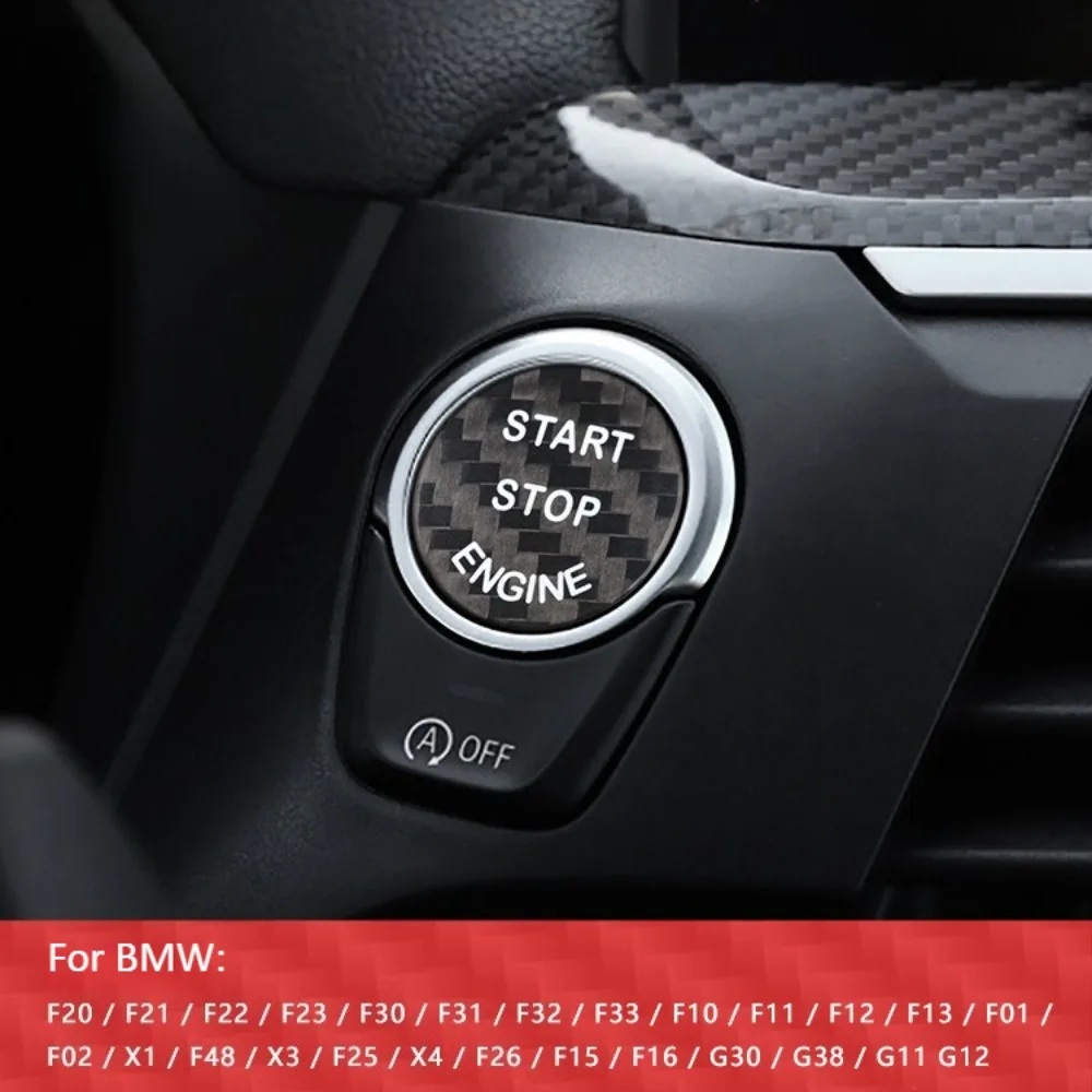 For BMW F20 F21 Real Carbon Fiber Push Button Start Ignition Switch Trim Panel Sticker Car Interior Styling Accessories Set Kits view 2