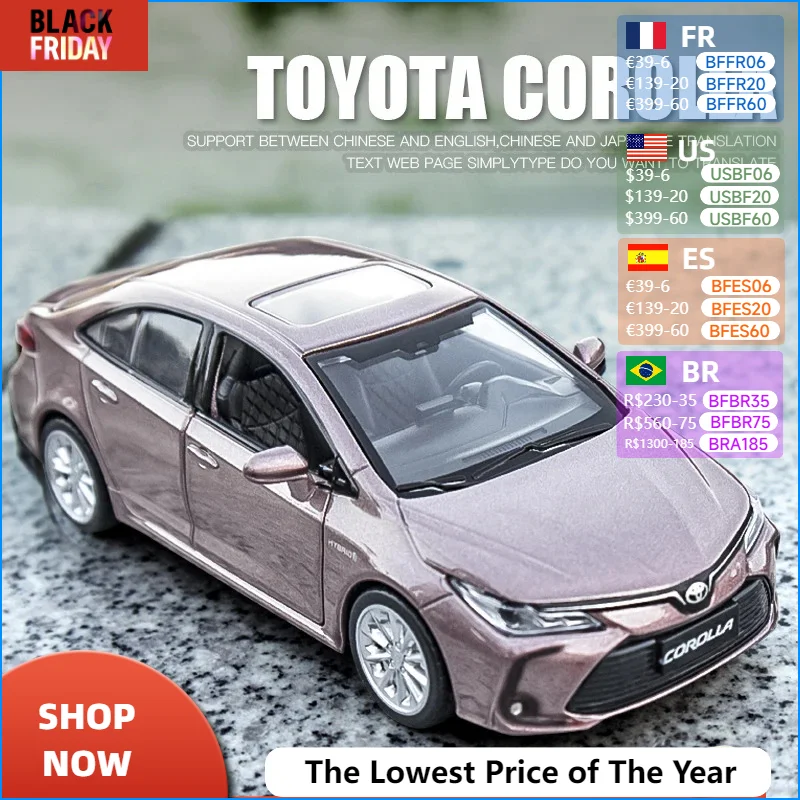 Chengzhen 1:32 TOYOTA Corolla Hybrid Alloy Car Die Cast Toy Car Model Sound and Light giocattolo per bambini da collezione regalo di compleanno