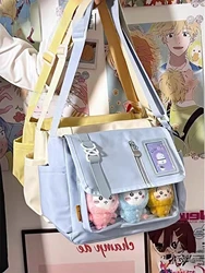 Y2K japon Harajuku okul çantaları genç kızlar için yeni 2024 şeffaf Itabag Crossbody çanta DIY rozetleri ekran plaka Ita çantası