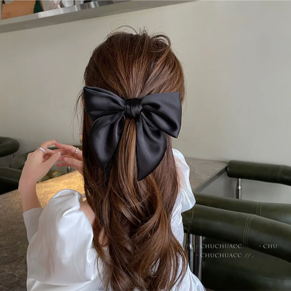 New Cloth Bow Ribbon Hair Tie Solid Color Scrunchies Ponytail Headband Bow Hair Accessories Women