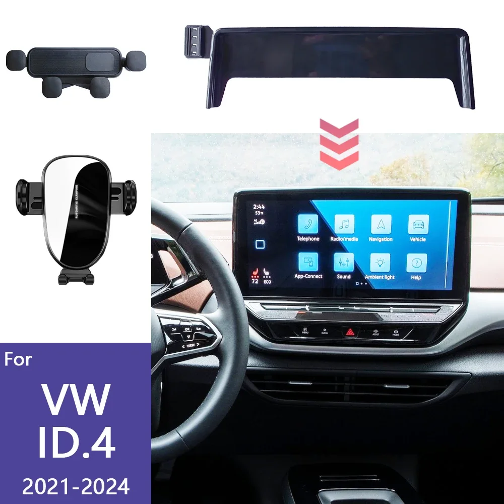 

For Volkswagen VW ID4 GTX CROZZ 2021 2022 2023 2024 Phone Holder Car Screen Panel Fixed Base Wireless Charging Car Gravity Mount