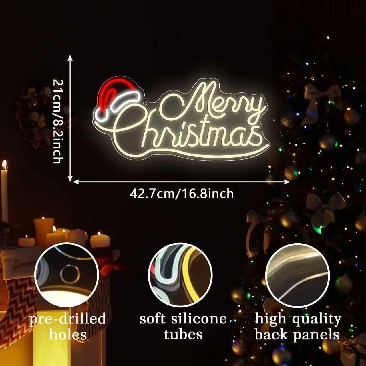 Merry Christmas Neon Sign USB Dimmable LED Light For Christmas Party Bar Living Room Bedroom Kids Room Holiday Wall Decoration