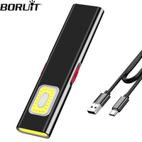 BORUiT LED Flashlight 500LM USB C Rechargeable Portable Mini Torch Floodlight  Work Light With Magnet Camping Pocket Lantern