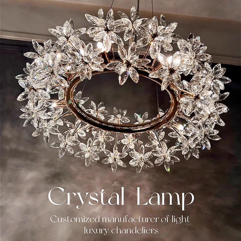 Modern New Living Room Crystal Chandelier Light Luxury Atmosphere Advanced Sense of Living Room Lamp Dining Room