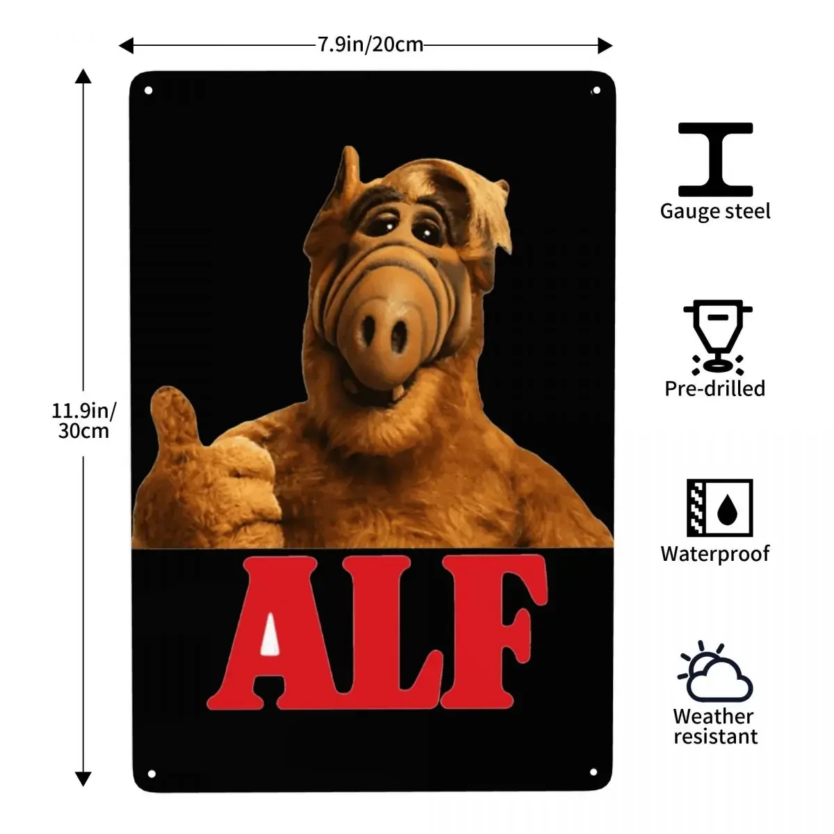 Alien Life Form ALF Meme Metal Sign Retro Sci Fi TV Tin Decorative Signs Plaques Pub Cafe Yard Man Cave Bar Wall Art Decor