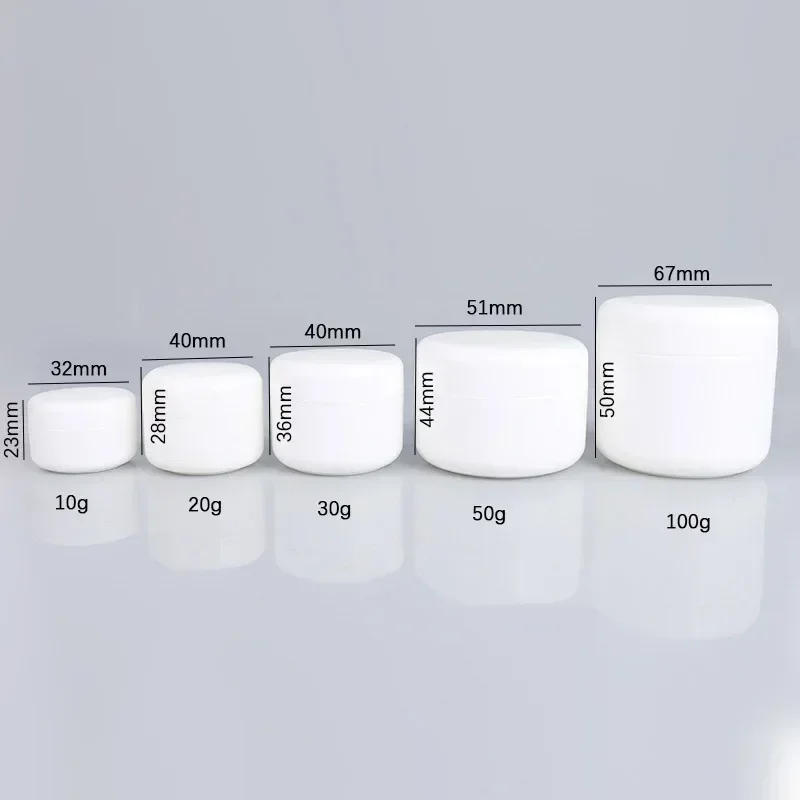 50pcs White Cosmetic Jars Plastic Storage Container Refillable Bottles Makeup Jar 10g 20g 30g 50g 100g баночки для косметики