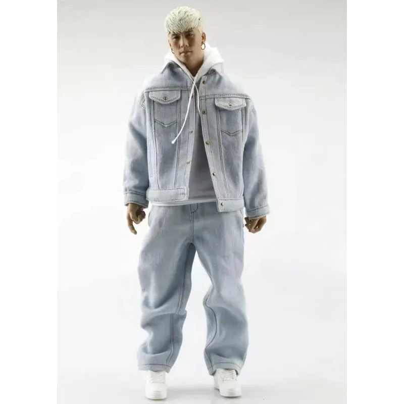 1/6 Scale Male Soldier Fashion Denim Top Coat Jacket Loose Jeans Pants Clothes Model for 12" Action Figures Strong Muscle Body