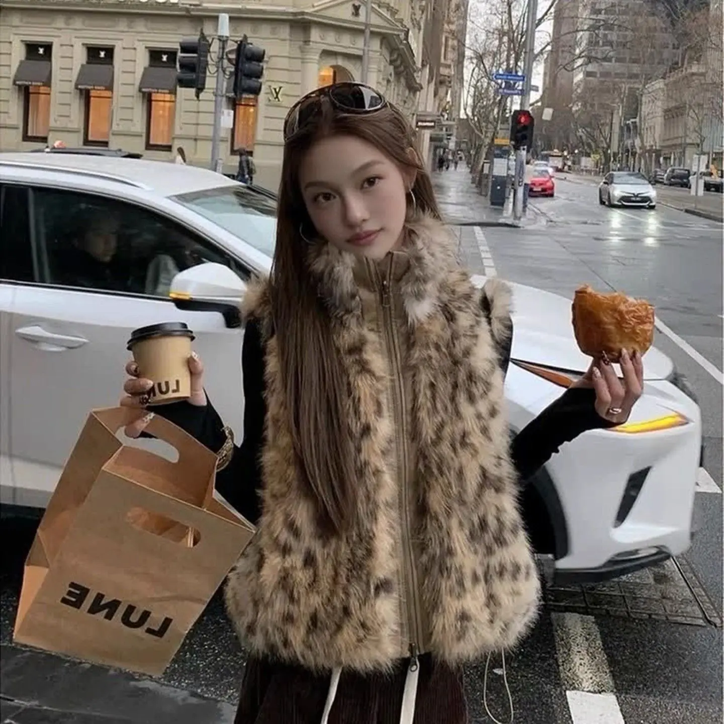 인조 모피 지퍼 재킷 조끼 여성용 데미 시즌 프리미엄 심플 모던 울 텐더 중간 길이 퍼리 빈티지 미니멀리스트 편안함