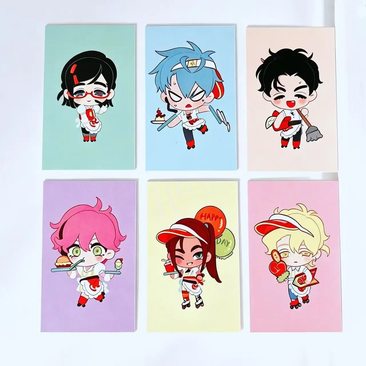 6PCS  Anime Character Music Alien Stage Small Cards 3-Inch 54cm*85cm Postcards Collectible Cards from Cartoon Series