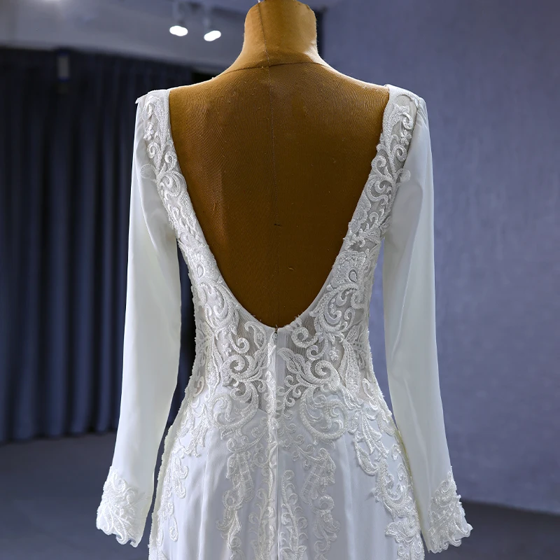 Élégante robe de mariée Pour La mariée 2023 Satin A-ligne O-cou Plus La Taille des Robes de mariée Pour 2023 Broderie RSM222145 robe de mariee