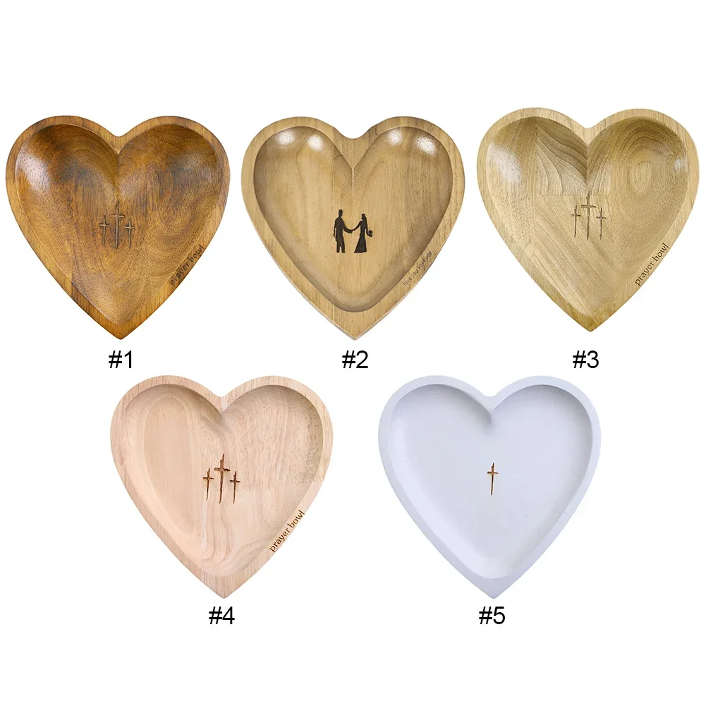 وعاء صلاة على شكل قلب وعاء صلاة خشبي مصنوع يدويًا 12 بطاقة صلاة وعاء نعمة على شكل قلب لديكور المنزل الديني والهدايا العبدية