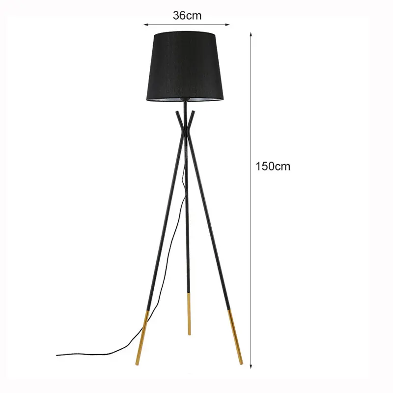 European Style Iron Floor Lamp Bedroom Bedside Triangle Sofa Floor Lamp Living Room Hotel Lamp Black White Bedroom Stand Light