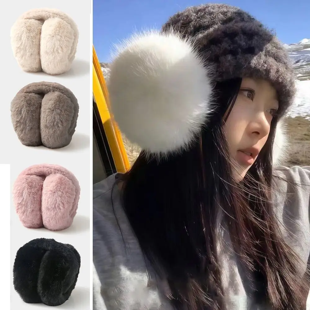 Portable Winter Warm Soft Plush Earmuffs Ear Warmer Cold Protection Foldable Earflaps Women Men Faux Fur Ear-Muffs