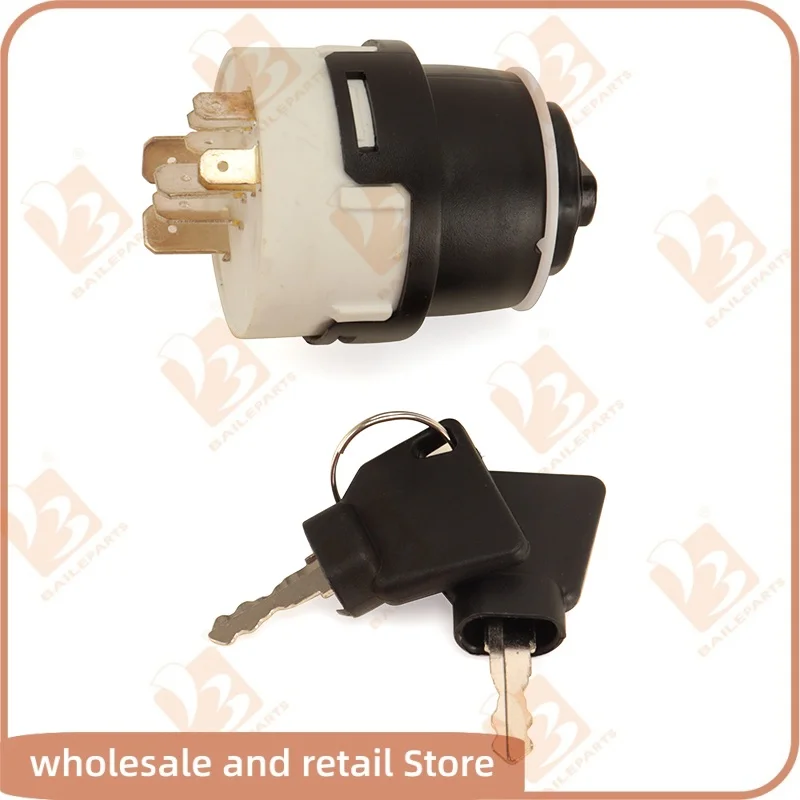 701-80184 Lgnition Key Switch For JCB JCB200 JCB220 70180184 Lgnition Switch With 2 Keys Tractor Preheat Start Switch