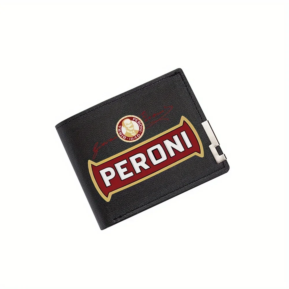 

Логотип пива Peroni, круглый значок, текст, мужской кошелек с принтом, простой современный стильный деловой кошелек для отца, парня, Рождество