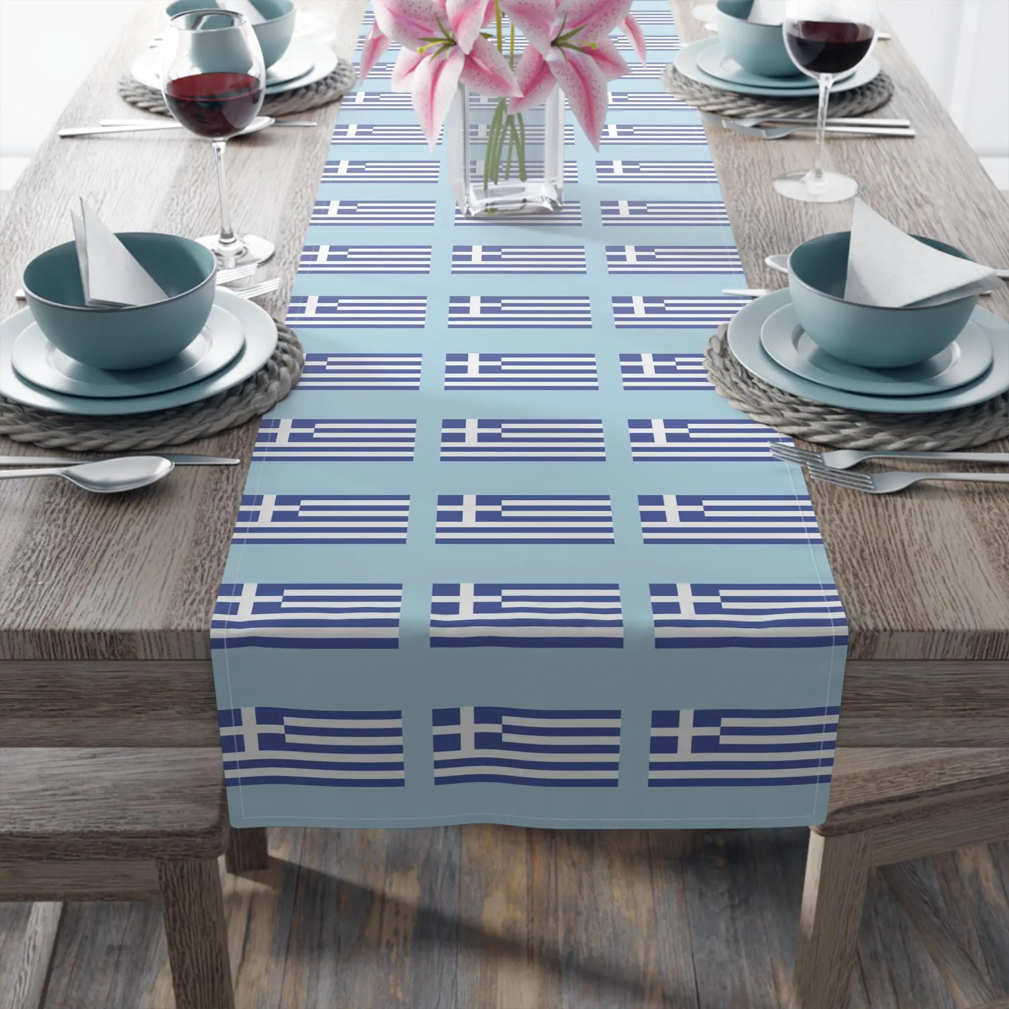 Greek flag tablecloth, Easter meal decoration, Greek festival celebration, gifts for new houses, Greek home decoration