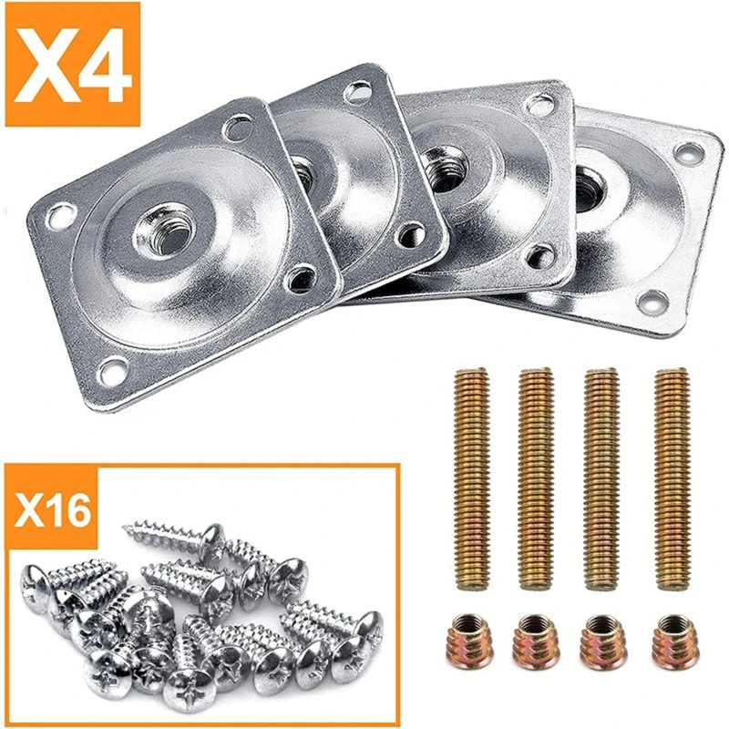 Slope Table Feet Fixing Plate 4 Angled Sofa Legs Mounting Bracket Set With Screws Furniture Hardware Corner Brackets