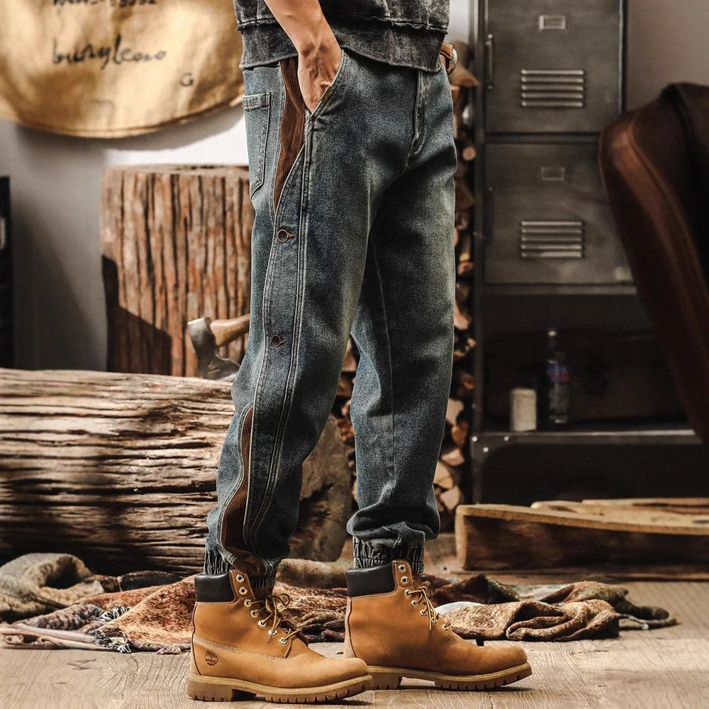 

Retro American Washed Denim Jeans Men's Loose 2026 New Workwear Pants Spring Autumn Style Casual Trousers Loose Fit