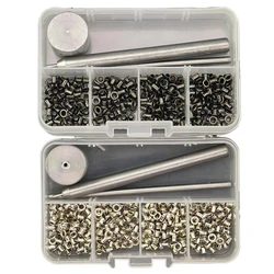 240pcs 1.5/2/2.5mm Internal 4-Colors Tool sets Electroplating Of Copper Without Gasket Eyelets 304# Steel Tools Sets