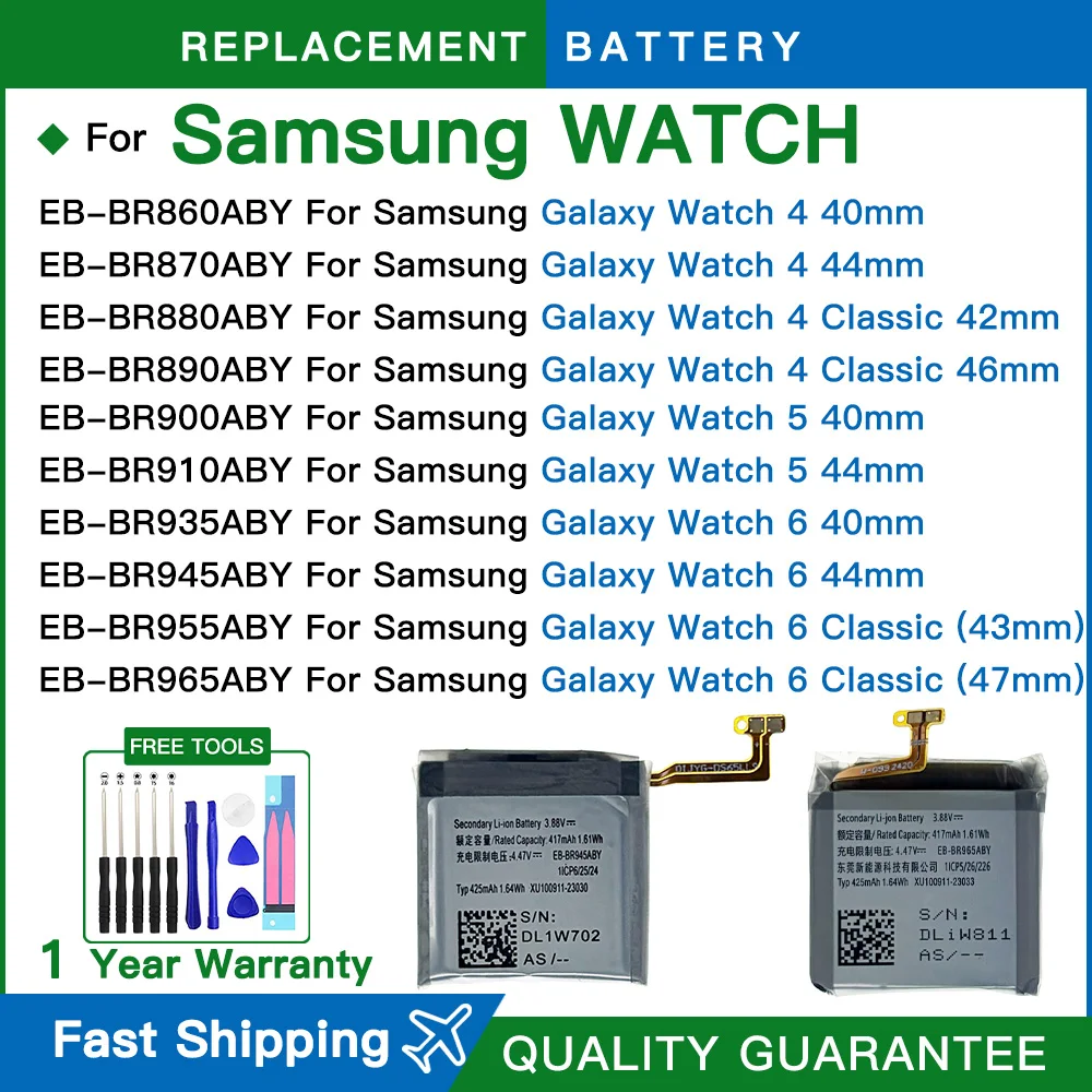 Replacement Battery for Samsung Galaxy Watch 4 Watch4 Classic Watch 5 Watch5 Classic Watch 6 Watch6 Classic 44mm Battery + Gift
