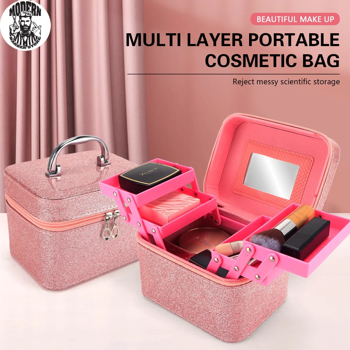 New Multilayer Storage Box Portable Make Up Suitcase Fashionable and High Quality Handheld Makeup Bag Jewelry Girl Gift Storage