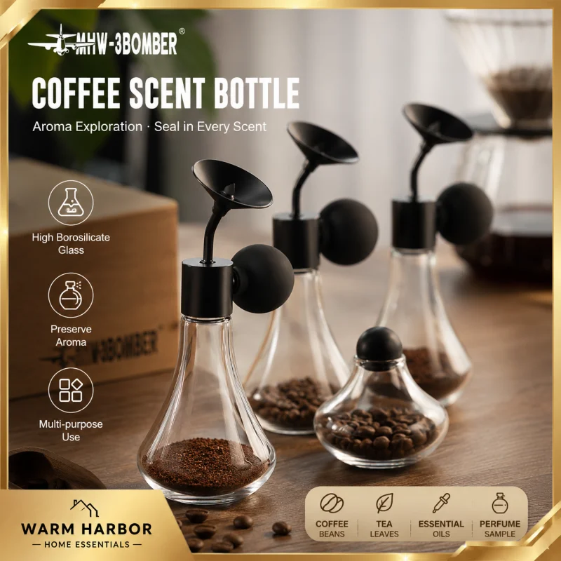 Mhw-3bomber Coffe Scent Bottle Borosilicate Glass Aroma Sample Container For Coffee Beans Tea Essential Oil And Perfume Testing
