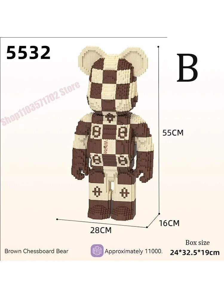 Kawaii Mini Bear Brick Cartoon 3D Straps Bearbrick Micro Building Blocks Creative DIY Model Figure Toys For Kids Birthday Gift