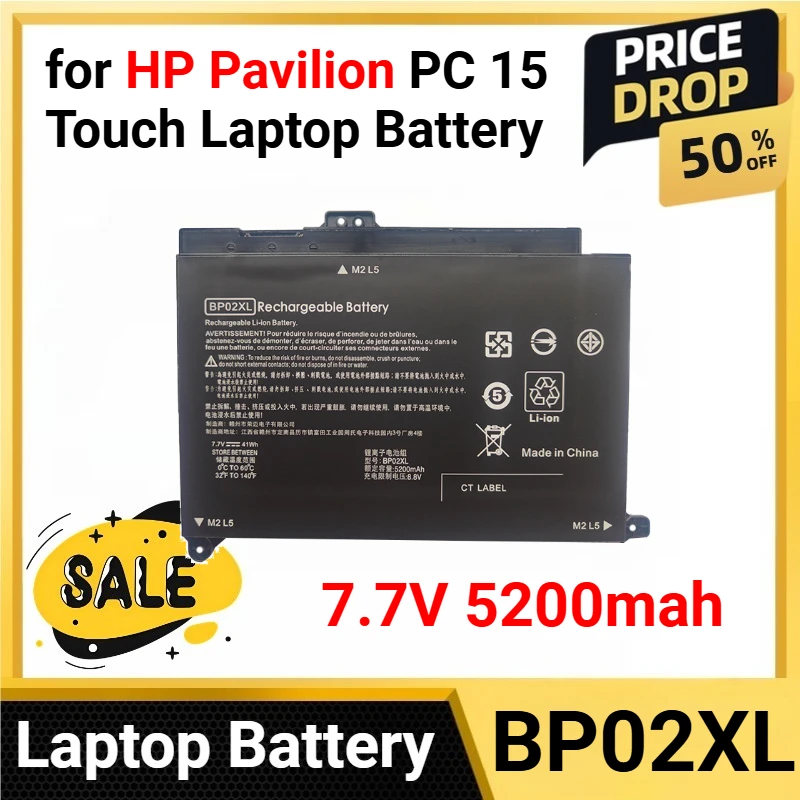 

BP02XL для HP Pavilion PC 15, сенсорный аккумулятор для ноутбука 849569-541 TPN-Q172/Q175 15-AU000 15-AU136TX 15-AU010WM 15-AU018WM