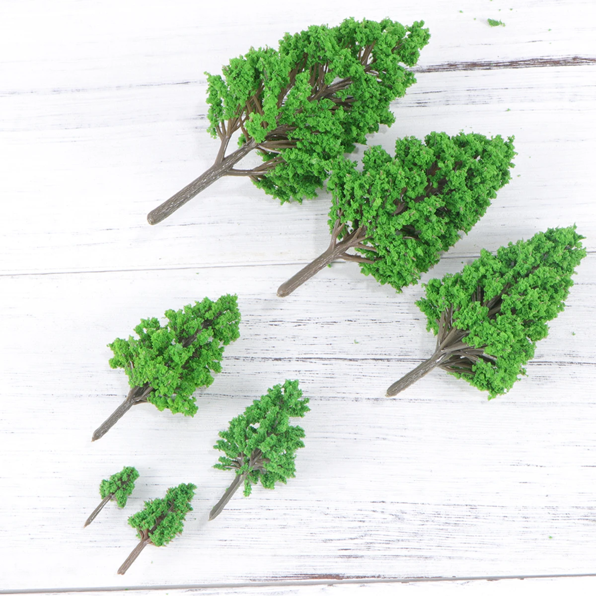 

7 Pcs Plastic Poplar Tree Garden Model Green Landscape Plant Ornament Scenery Bonsai Pot