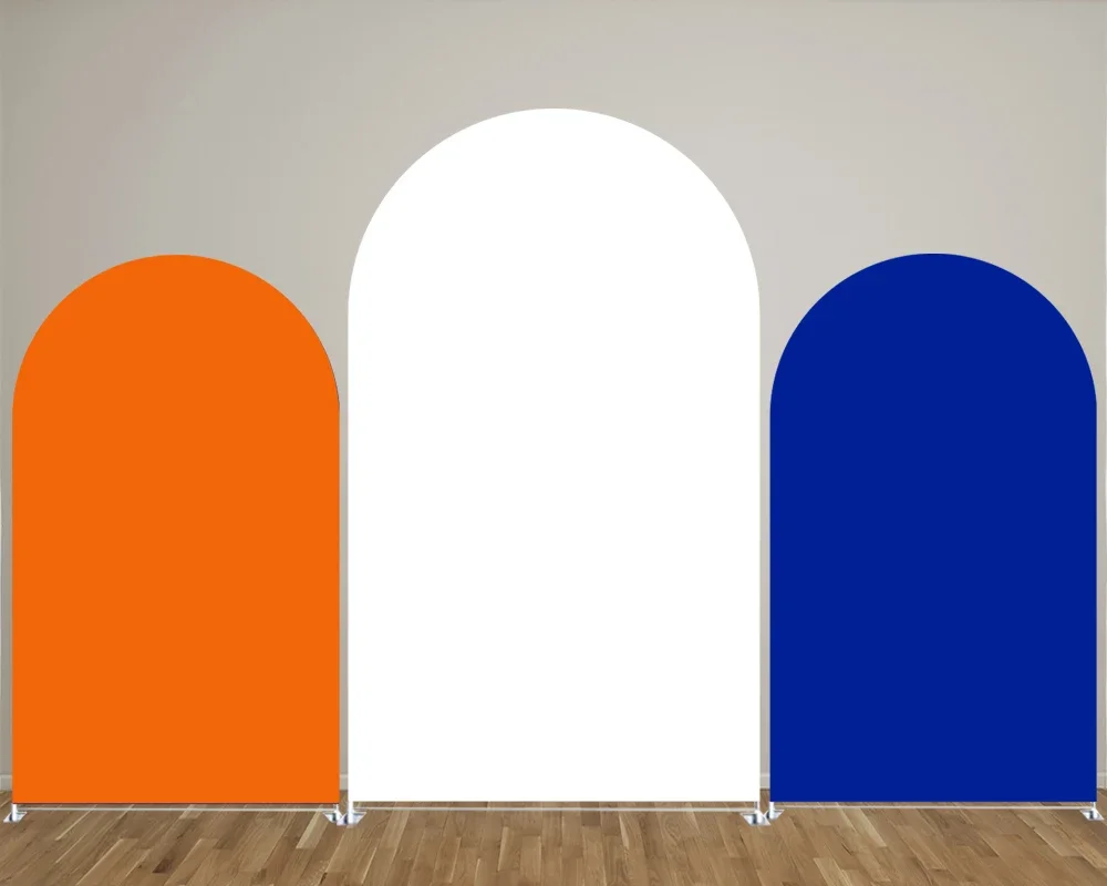 Orange Blue Solid Color  Arch Backdrop Covers for Baseball Sports Theme Birthday Parties, Newborn Photograph Decoration Props