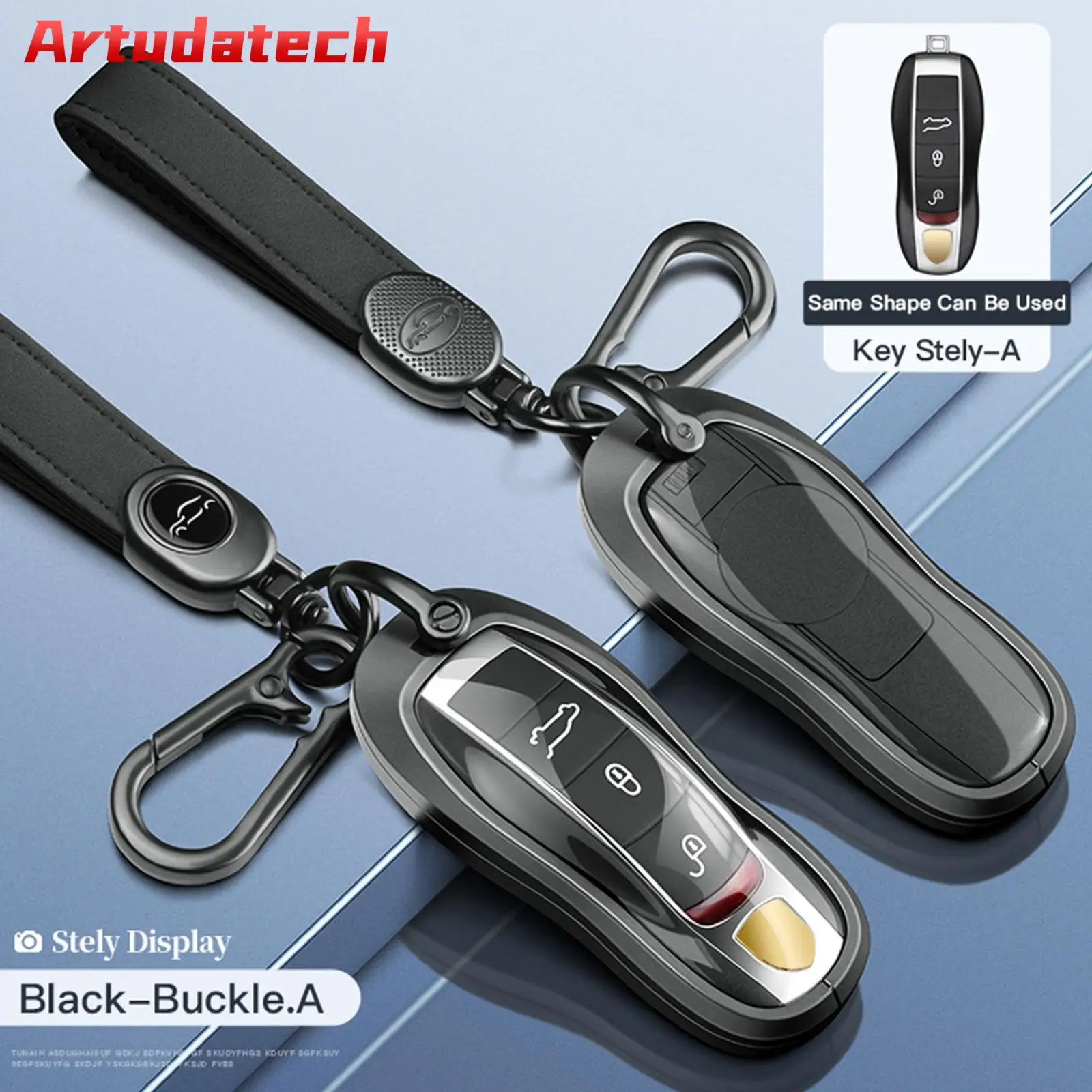 

Artudatech Aluminum Alloy TPU Silvery Car Key Case Cover With Buckle For Porsche Cayenne No Key Included