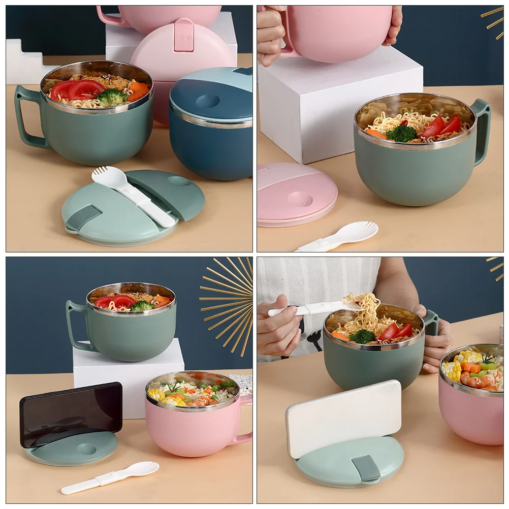 

1Pcs Insulated Food Container Practical Multi-Functional Instant Noodle Bowl Kitchen Supplies Rice Salad Bowl Office Food