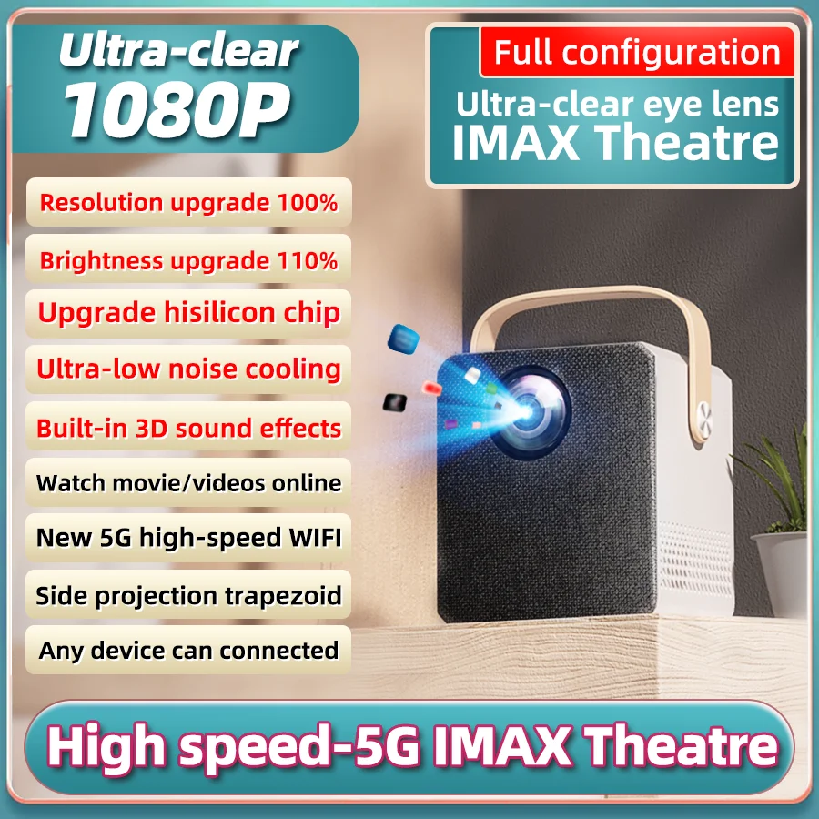 2024 New Ultra-High Definition 1080P Smartent 5g 双频 Projector Family Bedroom 4K Ultra-High Definition Projection