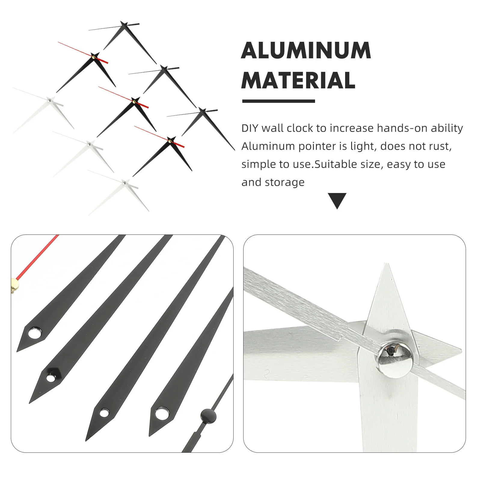 

9Sets Quartz Clock Parts Durable Replacement Wall Clock Repair Professional Household Aluminum Pointers