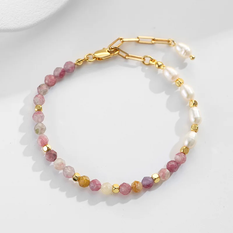 

Natural Tourmaline Bracelet Women's Color Candy Bracelet Niche Design Light Luxury Accessories Live Broadcast Hot Necklace Beach