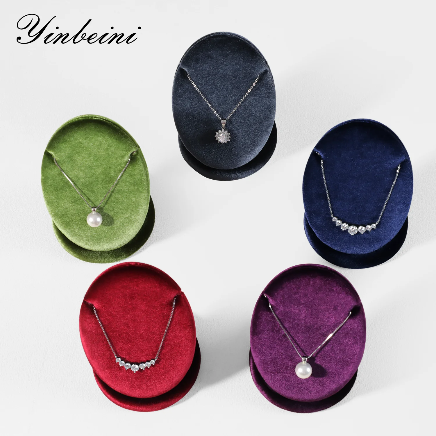 Yinbeini Velvet Necklace Display Stand Pendant Necklace Storage Holder Jewelry Shop Retail Countertop Organizer Rack TB029