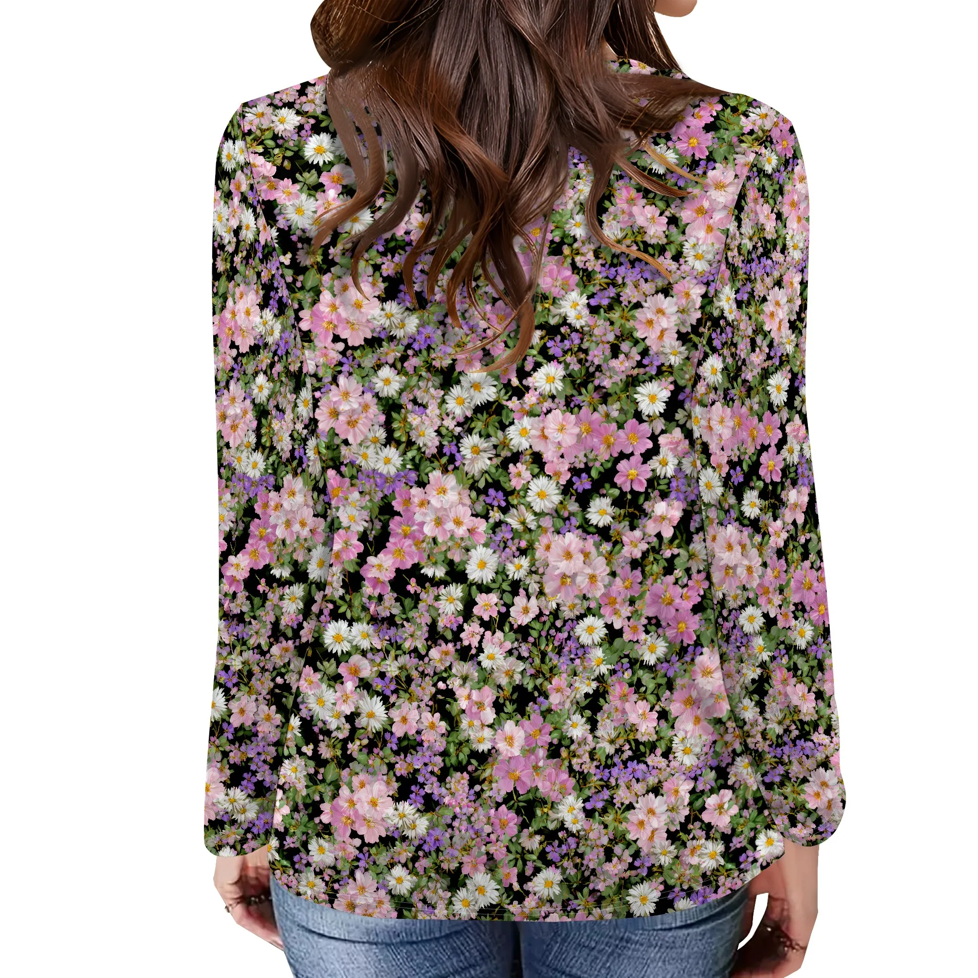 Chemises à manches longues pour femmes plissées mode col rond décontracté hauts chemisiers t-shirt de base vêtements à la mode 2025