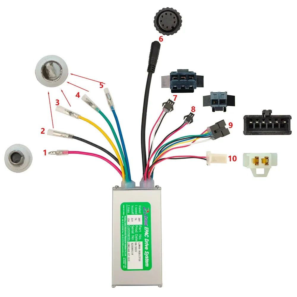 

Nulkomma Ebike Brushless Motor Controller LSW06-90B1CFSB 36V 15A for Electric Scooters Fat Bike MTB Ebike Speed Controller