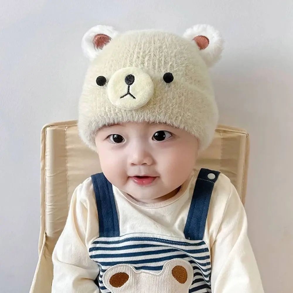 

Cute Soft Winter Warm Hats Ear Protection Korean Bonnet Caps Solid Color Windproof Baby Beret Hat Infant Girls