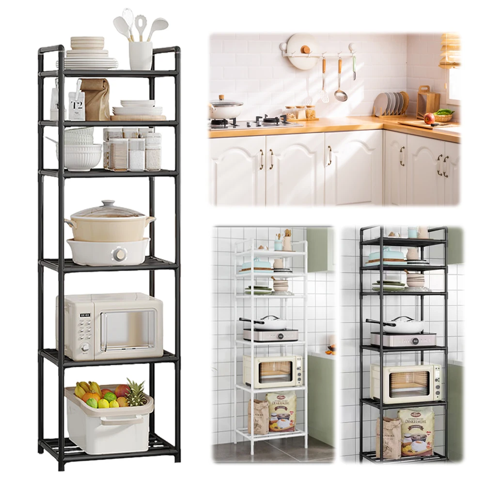 6 Tier Metal Storage Shelf Multi-Function Utility Shelf Storage Rack Shelving Unit Pantry Shelves for Kitchen Bathroom Laundry