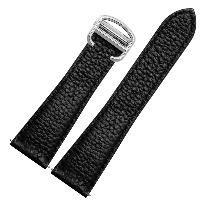 High Quality Cowhide Accessories for Cartier Tank Must London Solo Solid Stainless Steel Buckle 16 17 20 22 23mm Watchbands