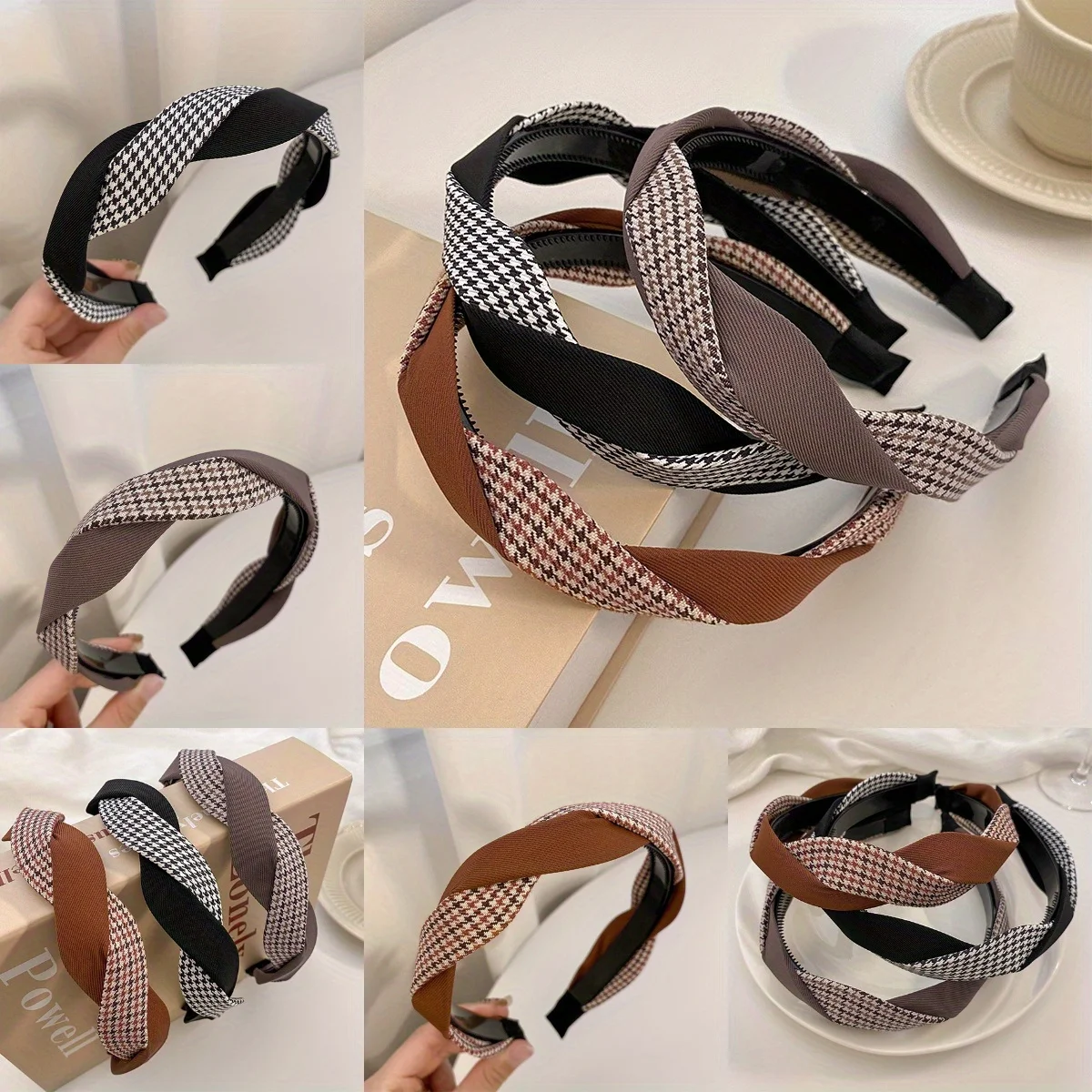 

Braided Knitted Headband for Women High Cranial Top Non-Slip Hair Hoop Elegant Hair Accessories Daily Casual Nature Style