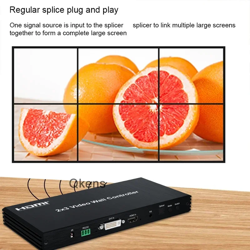 1080P 2X3 DVI HDMI Video Wall Controller Processor 2x2 3x2 6pcs Screen TV Wall Splicing Box Video Splicer Bezel Adjust 180° Flip