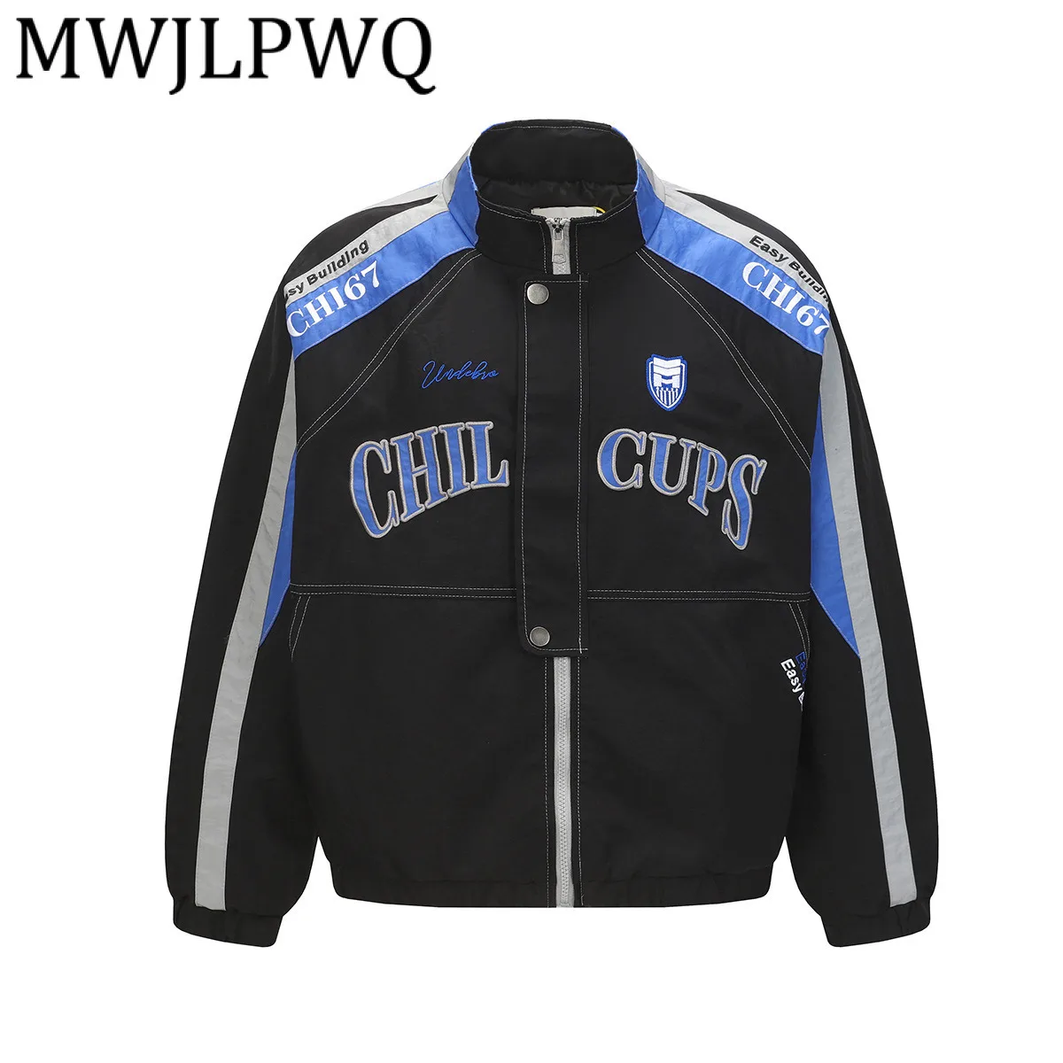 

MWJLPWQ American Deconstructed Racing Suit Motorcycle Baseball Jacket Men's High Street Stand Collar Tops 2025 Autumn New 21287
