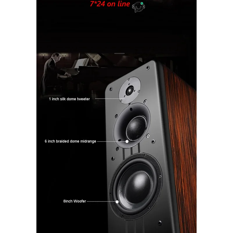 P81 3-Way Hi-Fi Tower Speakers 8-Inch Woofer High Fidelity Floor Standing Audio System for Home Theater & Music
