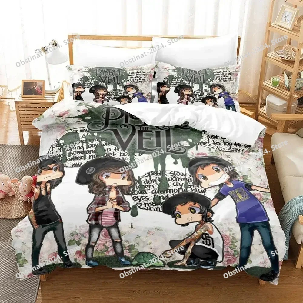 

2025 pierce the veil Bedding Set Single Twin Full Queen King Size For Aldult Kid Bedroom Duvet cover Sets 3D Anime Bed Sheet Set