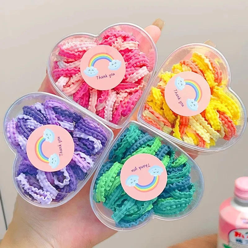 50pcs Love Box Packed Colorful Lace Hair Bands For Girls Children Lovely Hair Rope Rubber Bands Hairband Kids Hair Accessories